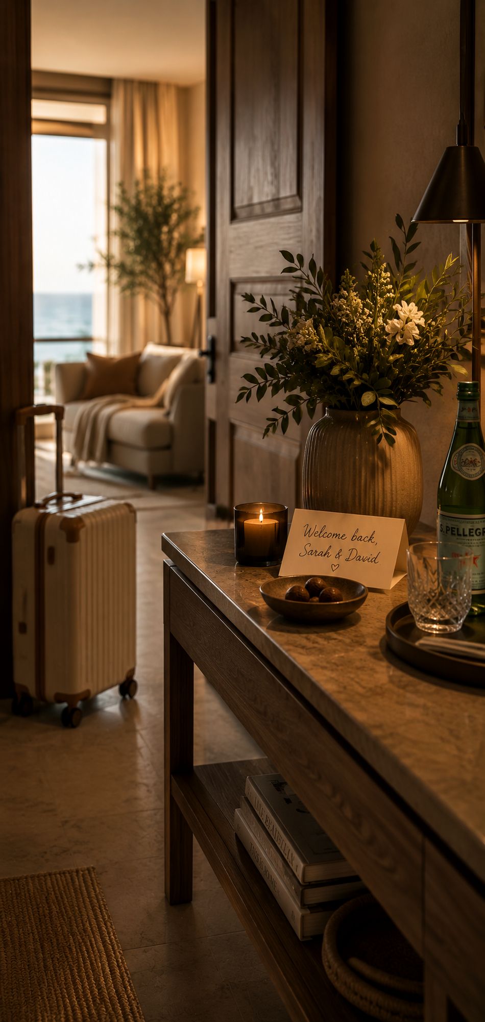 Arrival, a welcome note and refreshments prepared